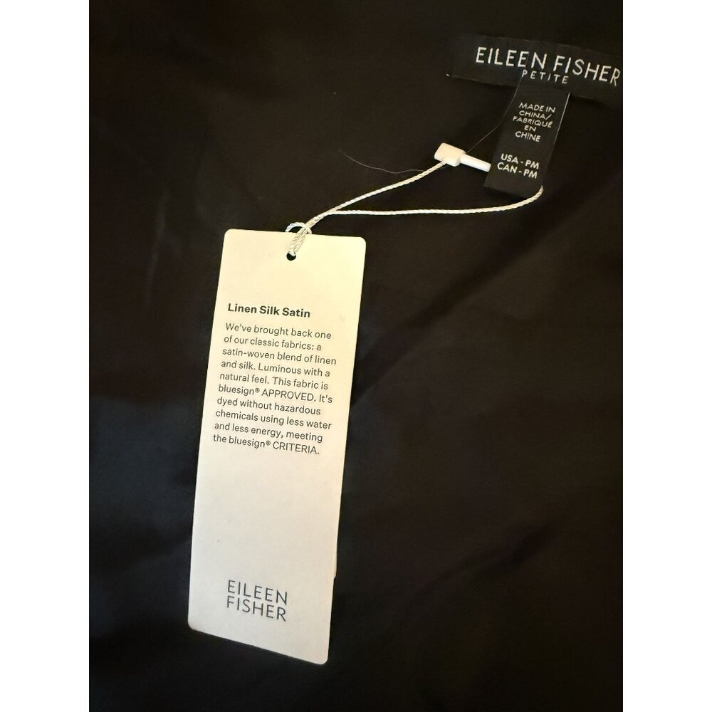 NWT Eileen Fisher Linen Silk Satin Round Neck Jacket Black Sz PM $298 [jb] - Picture 9 of 12
